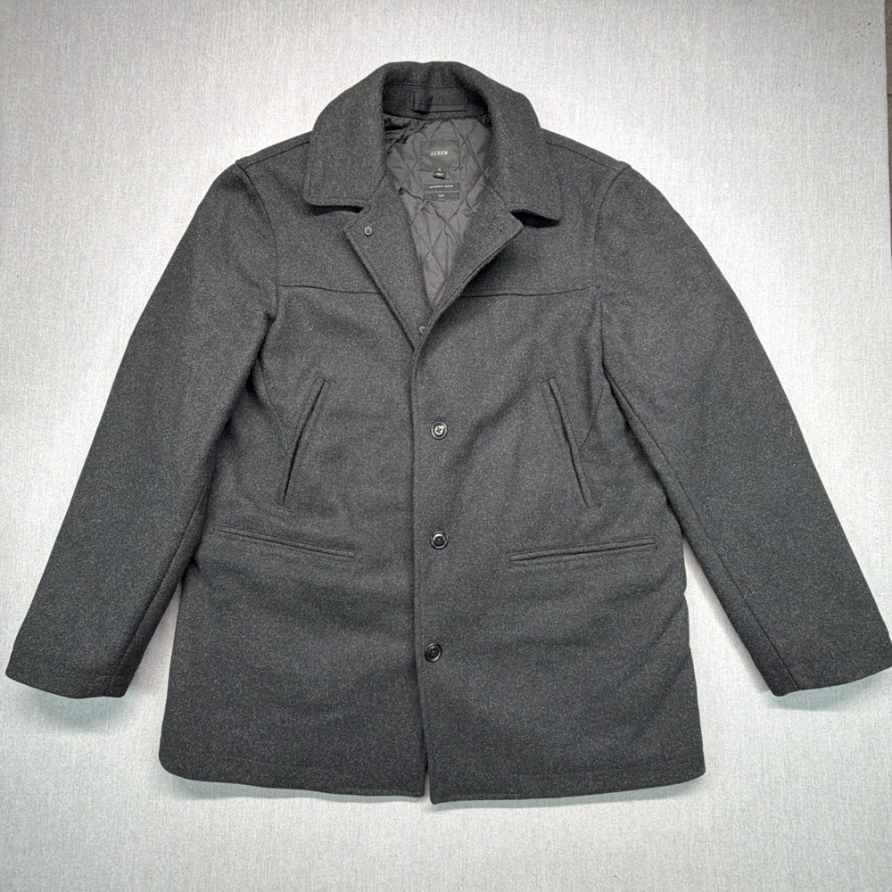 J. Crew University Coat Mens XL Black 100% Wool Thinsulate Lined Jacket